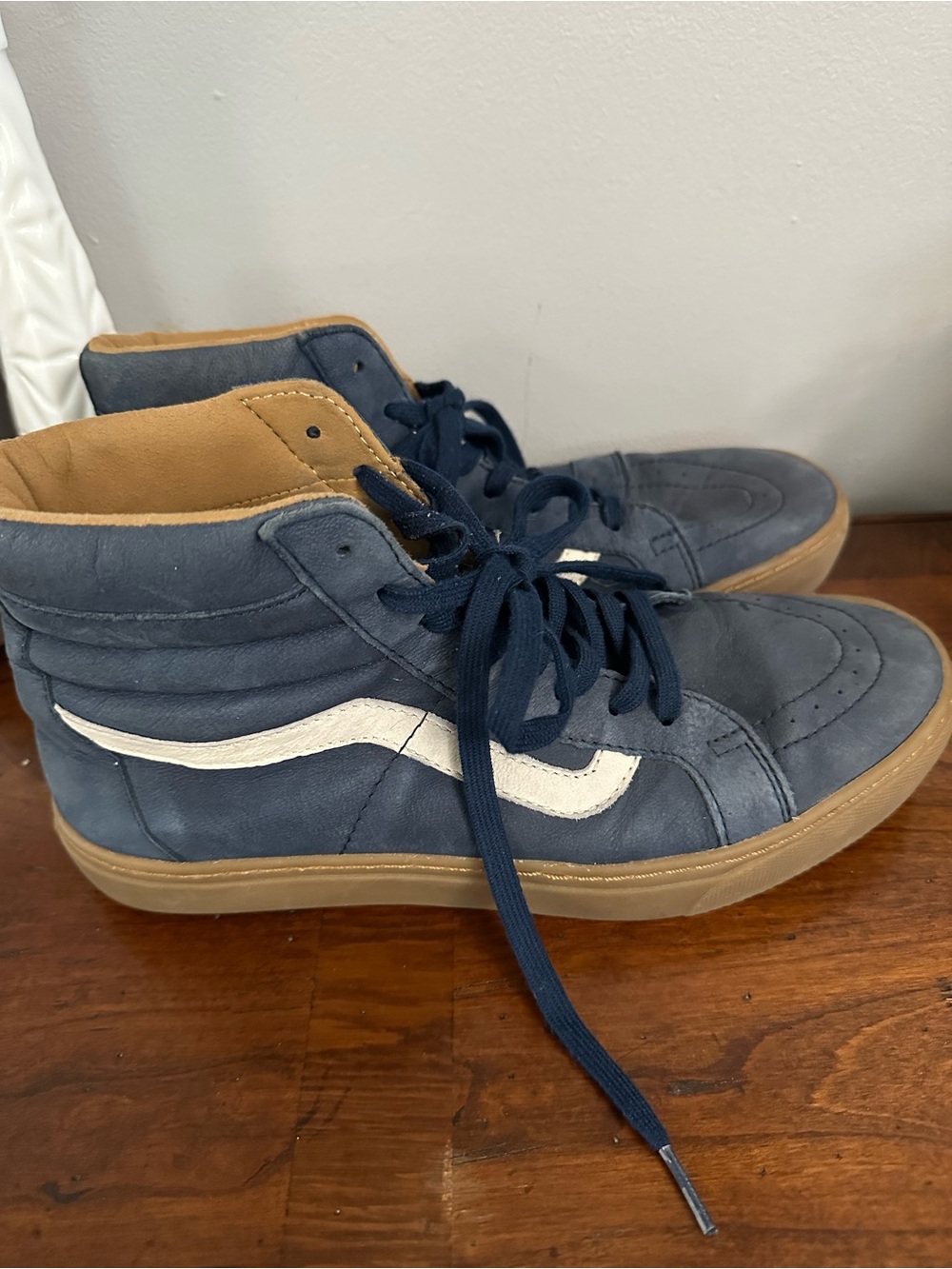 Vans Off the Wall Men's High-Top Sneakers in Navy with White Stripe
